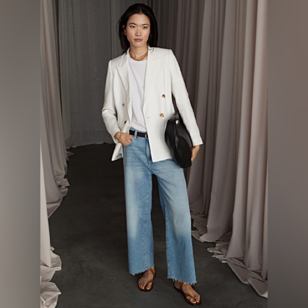 NWT J. Crew Relaxed Double-Breasted Blazer City Twill in Soft Ivory - Picture 11 of 13